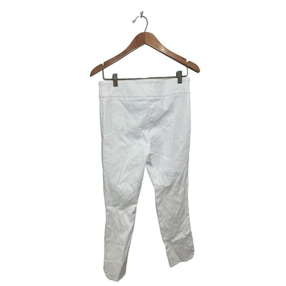 Soft Surroundings Textured Stretch Pants Womens Medium Dolphin Hem White‎ - Picture 2 of 4